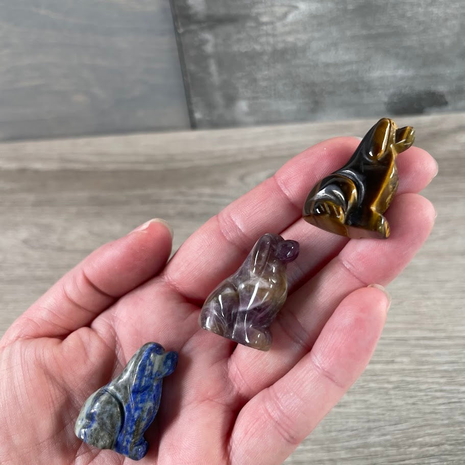 Dog Figurines Small Gemstone  –  Crystal Carvings for Retail