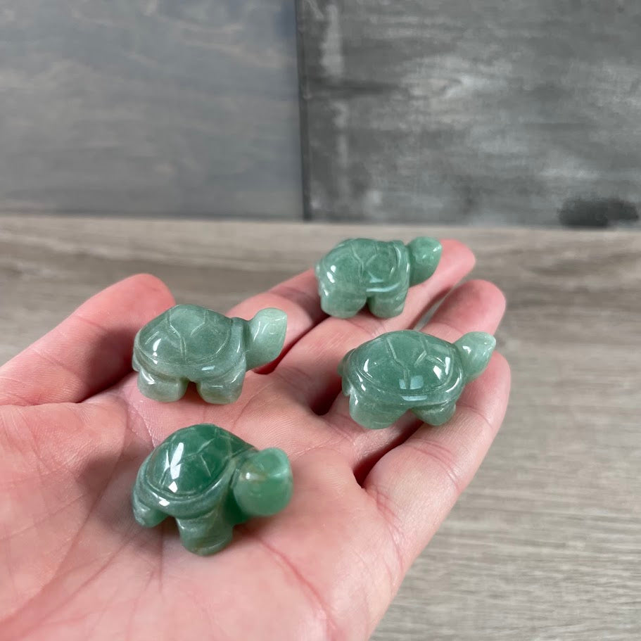 aventurine carved crystal turtle for metaphysical shop resale