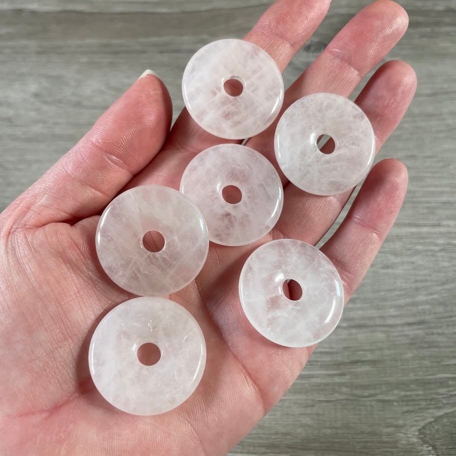 rose quartz wholesale 30mm gemstone donut pi stone