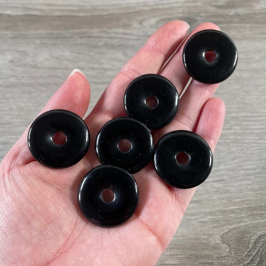 obsidian pi stone donut chakra crystal pendant