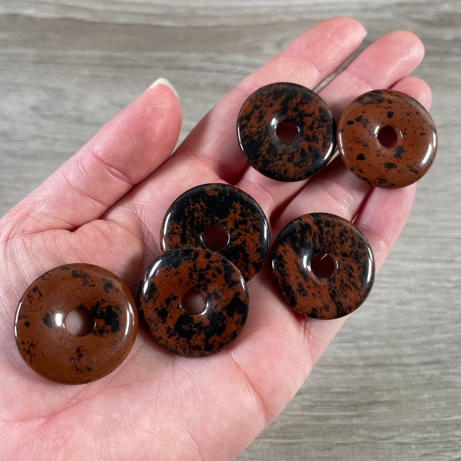 mahogany obsidian gemstone donut pi pendant for crystal shop