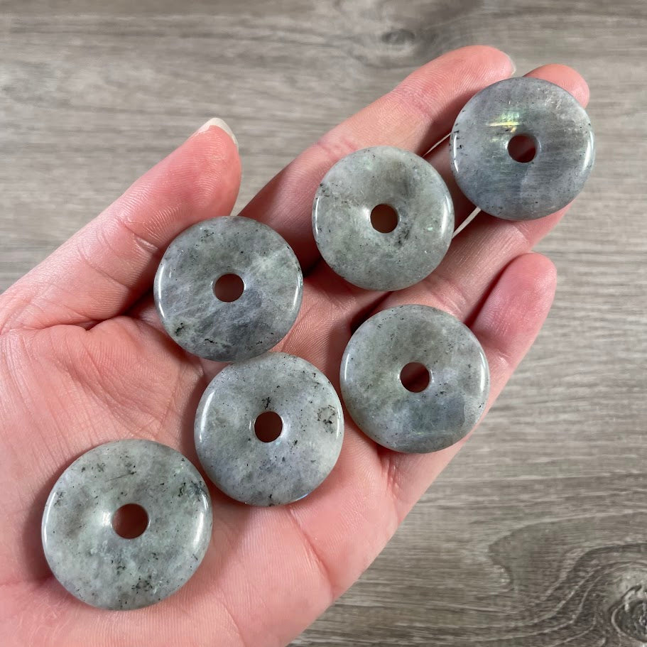labradorite gemstone donut pi stone jewelry findings