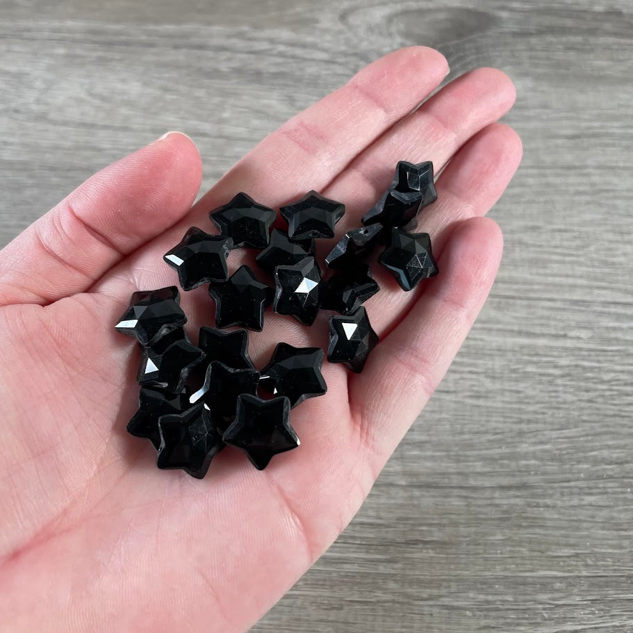 Obsidian small faceted star beads for bracelets and necklaces.