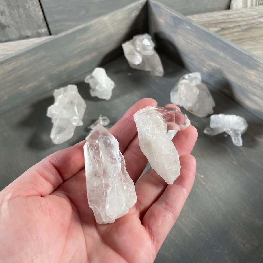 Resale 1 pound clear quartz points and clusters for healing.