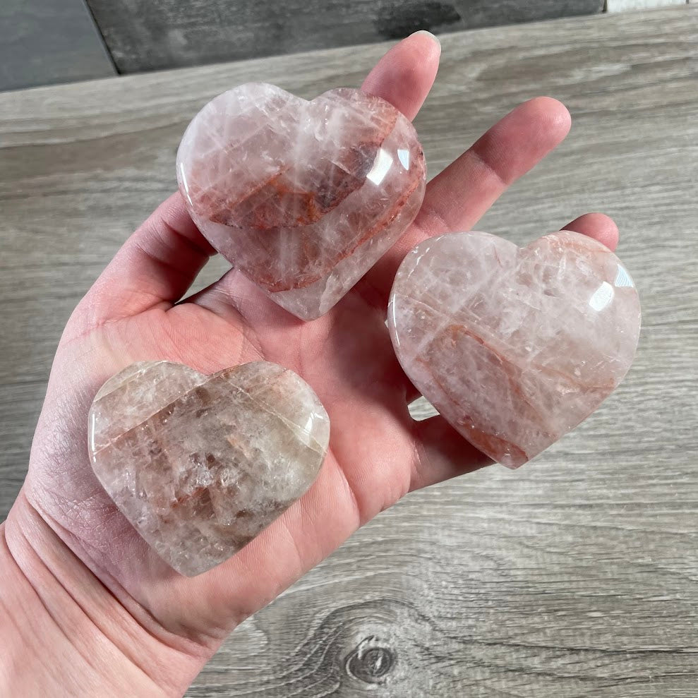 Wholesale hematoid quartz hearts for crystal shops and retail