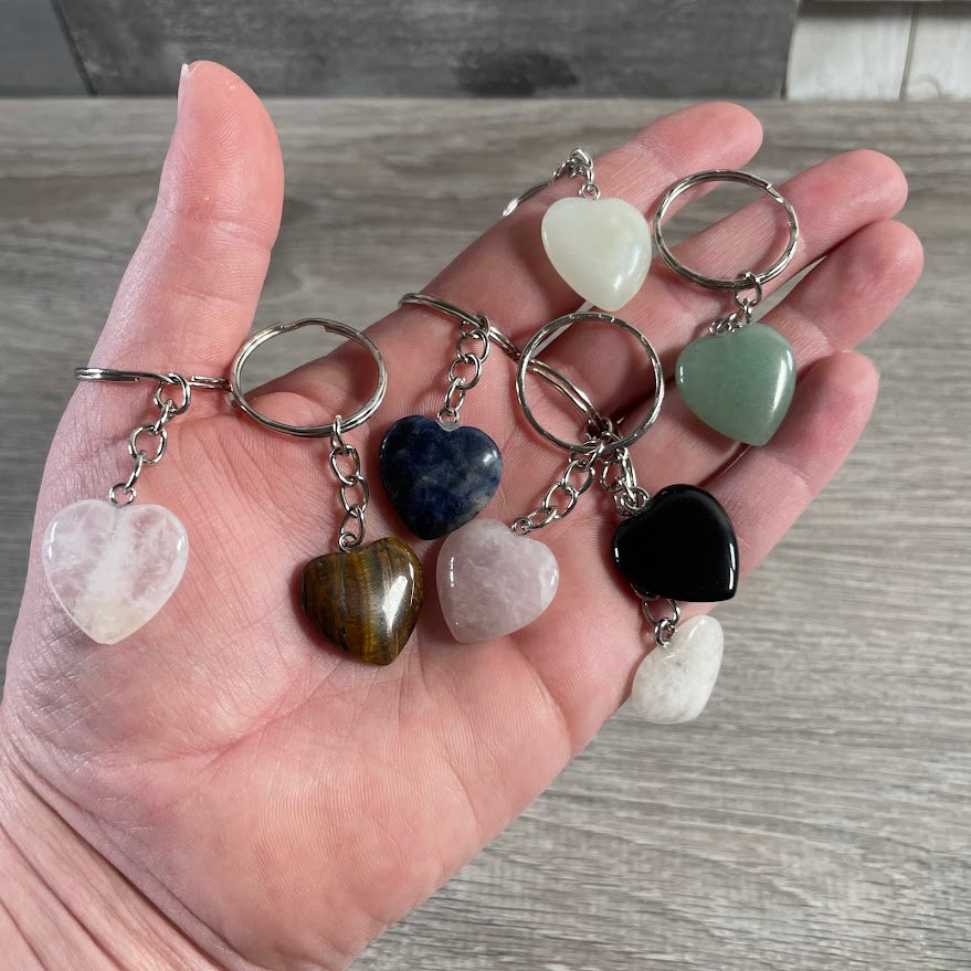Polished crystal heart keychain assortment for gift shops