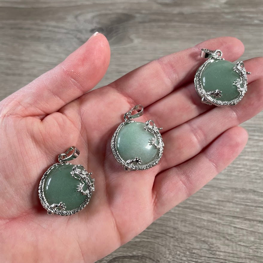 aventurine fantasy stone dragon pendant for spiritual shops
