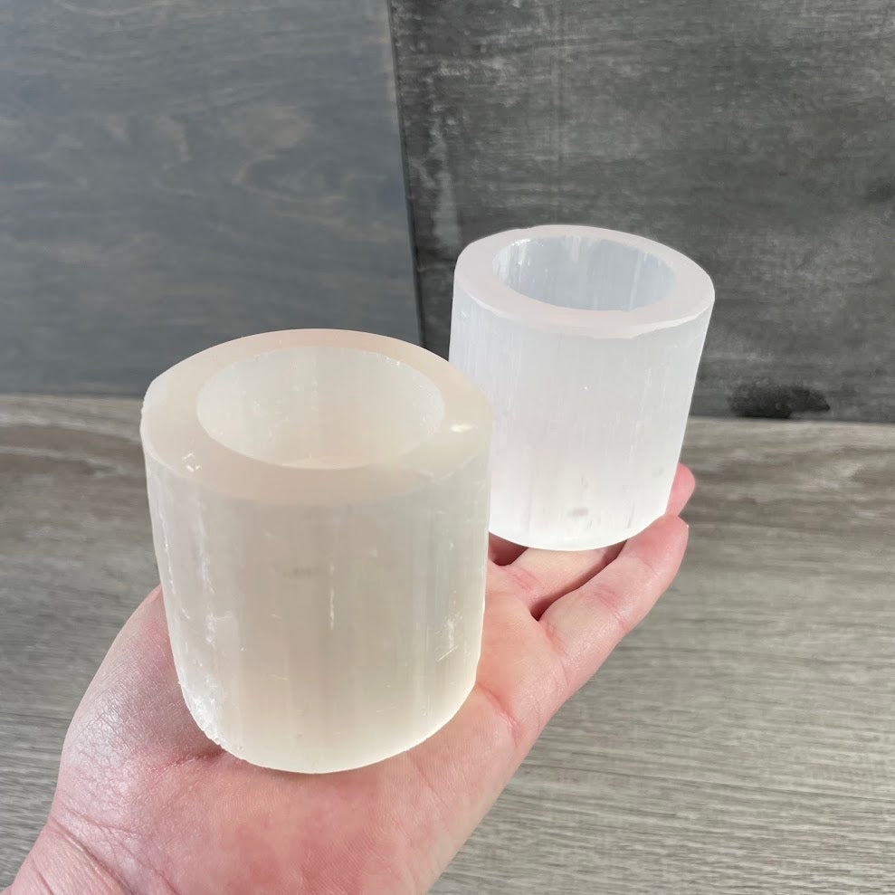 crystal candle holder for meditation space selenite rock shop supply