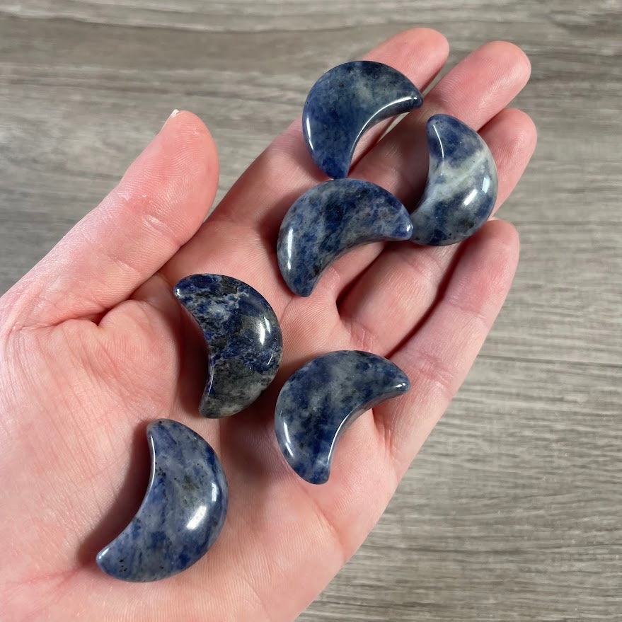 sodalite moon-shaped gemstone pocket charm