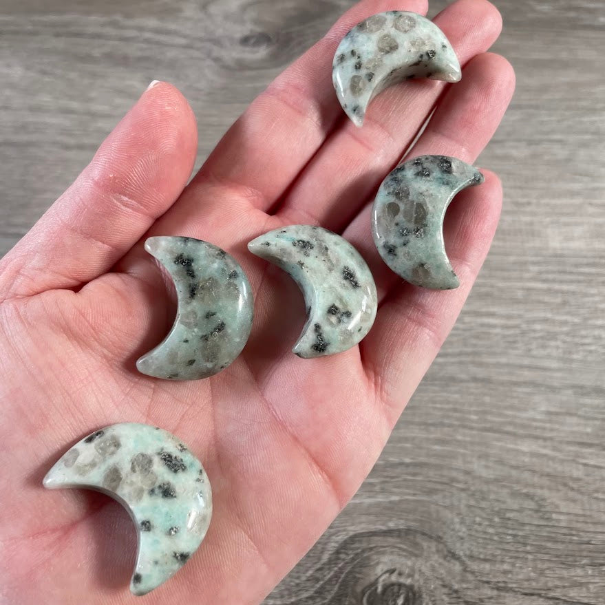 kiwi jasper bulk gemstone charms crescent moons