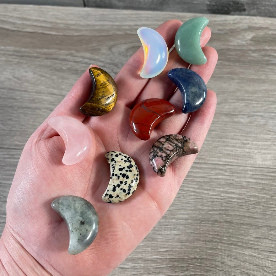 assorted gemstone crescent moon charm wholesale