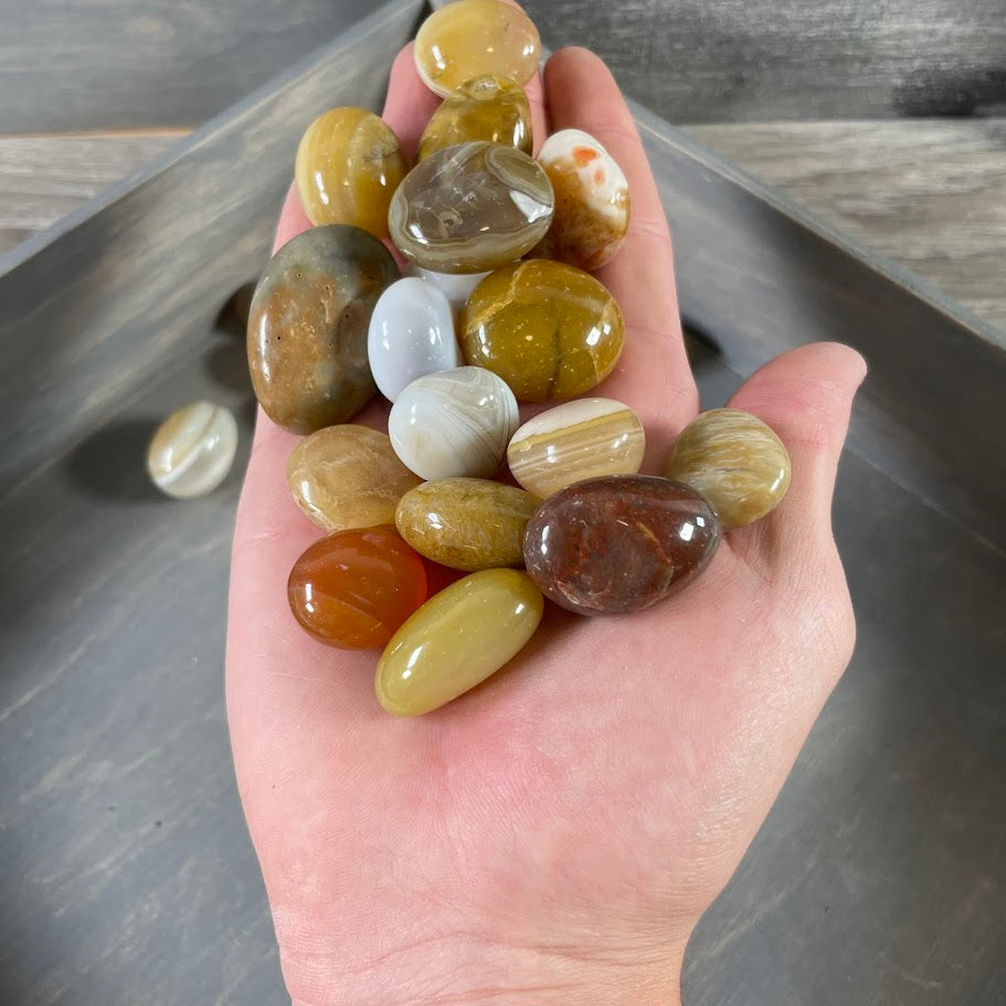Bulk tumbled Yellow Agate crystals for metaphysical shops