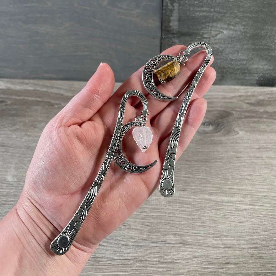 Crystal book accessory moon shaped bookmark for metaphysical shops