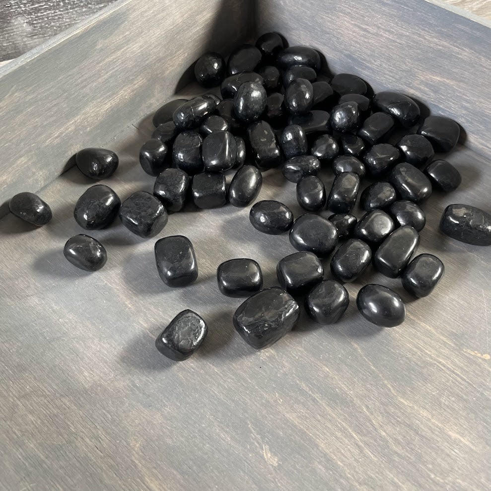 wholesale black shungite tumbled stones