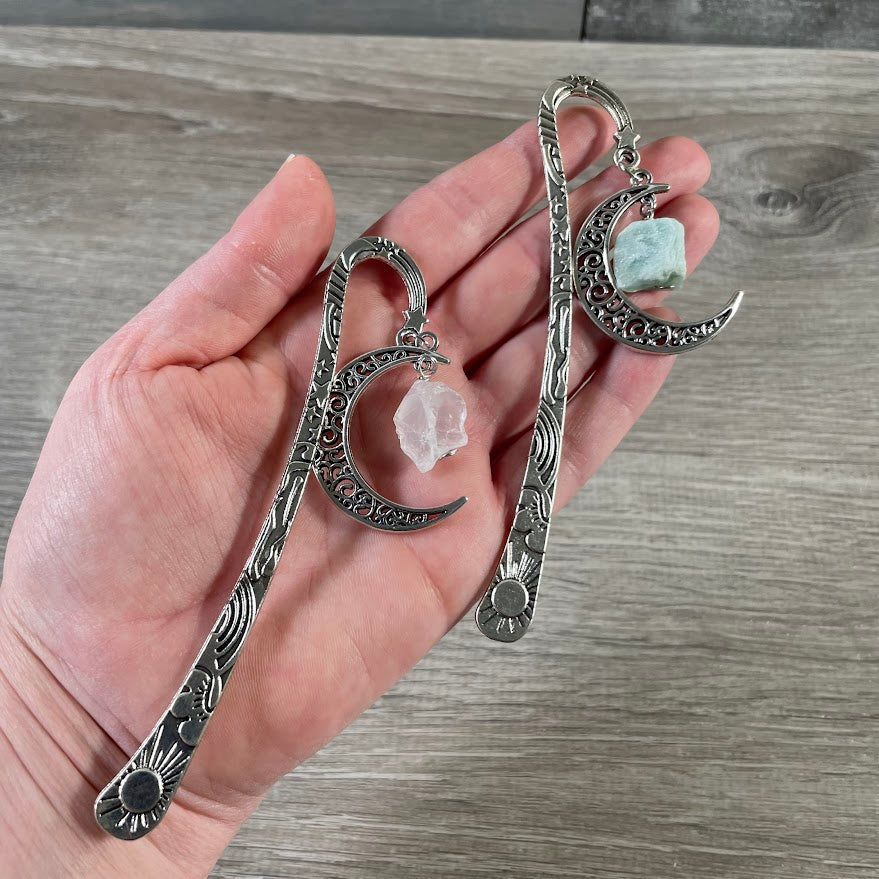 Gemstone moon bookmark with crystal charm for wholesale resale