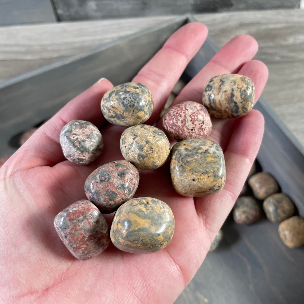 natural jasper tumbled stones spotted pattern