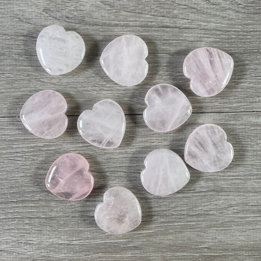 Pink Gemstone Heart Bulk – 40mm Flat Rose Quartz for Retailers.