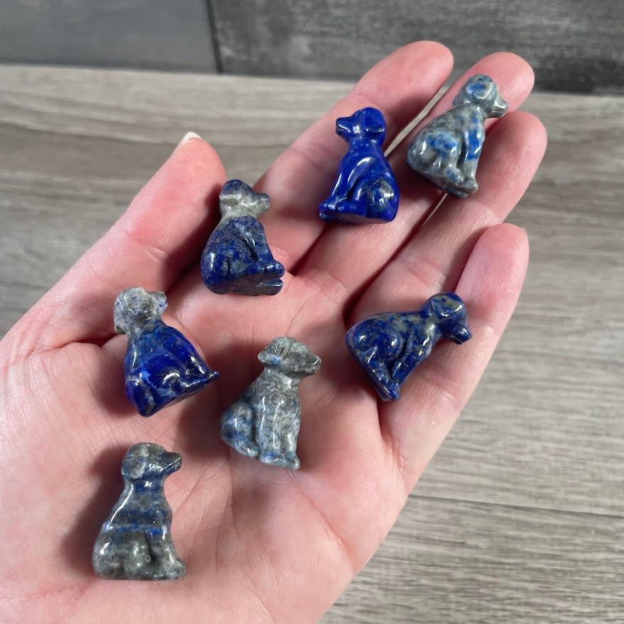 Lapis Lazuli carved gemstone dog decoration metaphysical shop