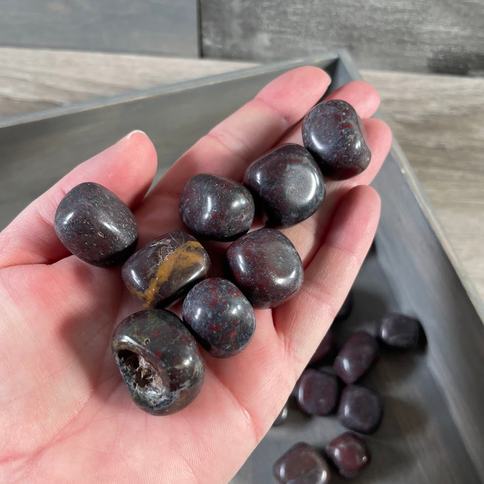 Tumbled Hematite with Red Jasper  – Grounding Protection Bulk Wholesale Crystals