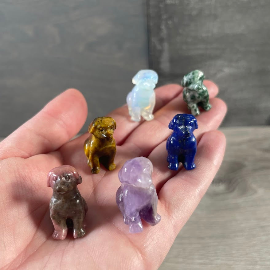 Assorted small gemstone dog figurine crystal
