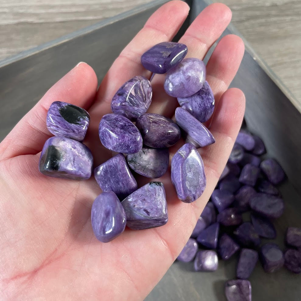 natural purple charoite polished bulk wholesale for rock shops