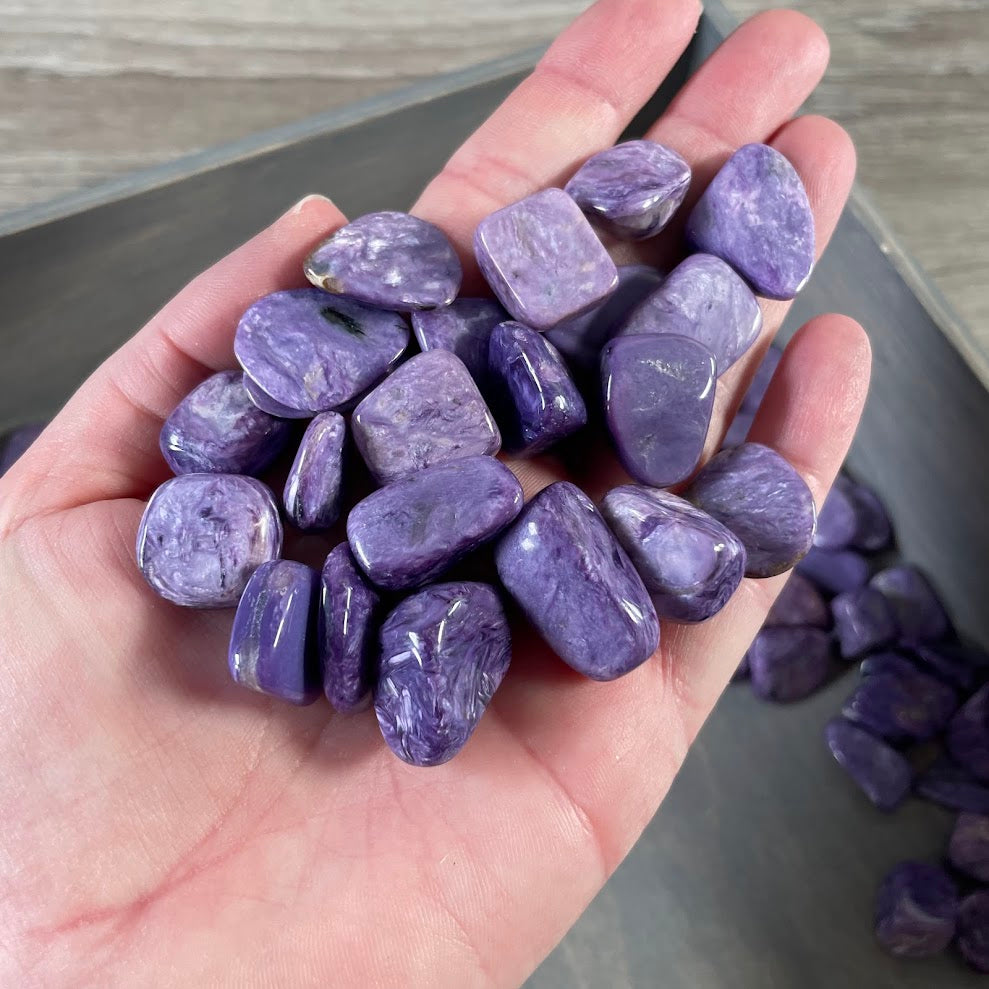 polished charoite healing crystals purple swirl pattern