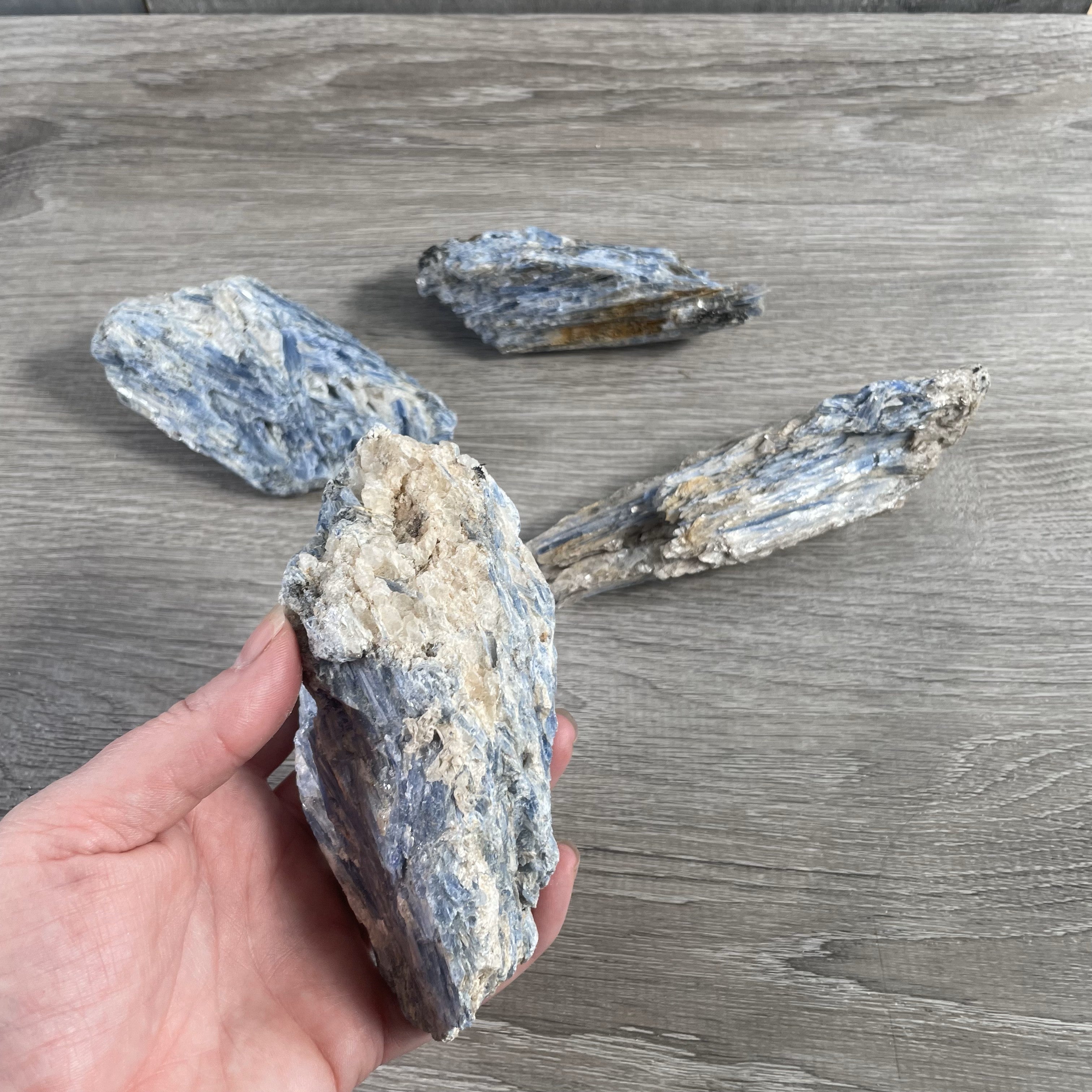 Raw blue kyanite chunks in bulk for resale