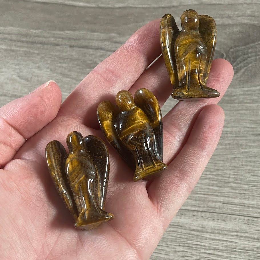 Wholesale gemstone angel figurine tiger eye 
