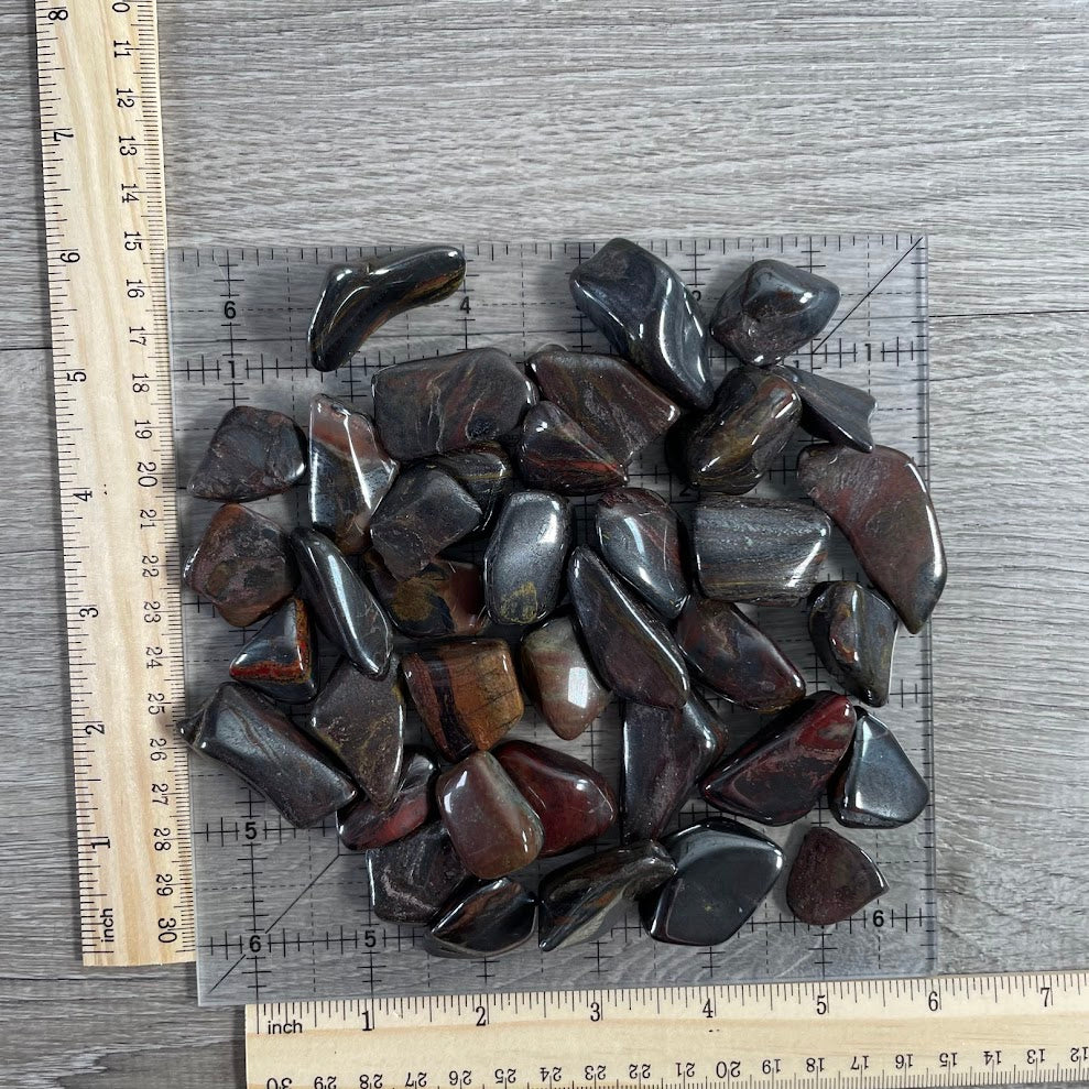 Tiger Iron Tumbled Stones 1 LB Bulk | Grounding Crystal Mix of Tiger Eye Hematite & Jasper
