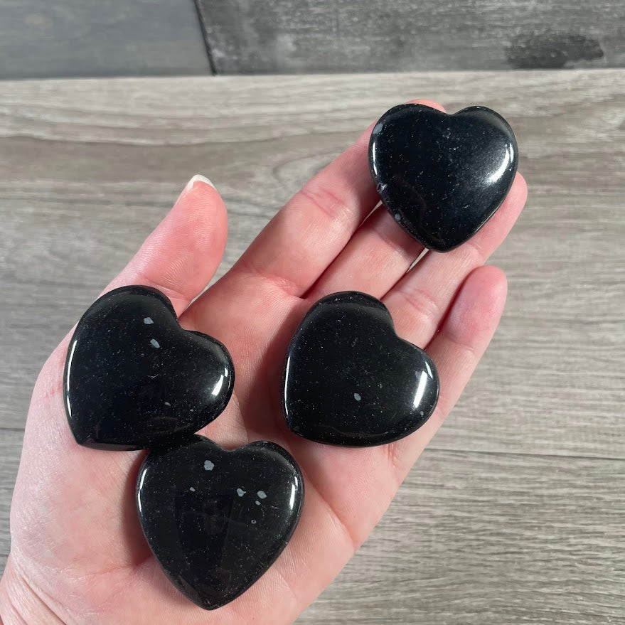 Obsidian crystal hearts carved polished stones for gift shops