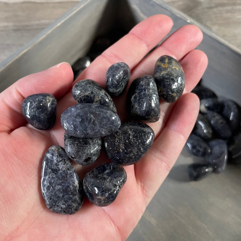 iolite tumbled stones bulk 1 lb violet blue crystals