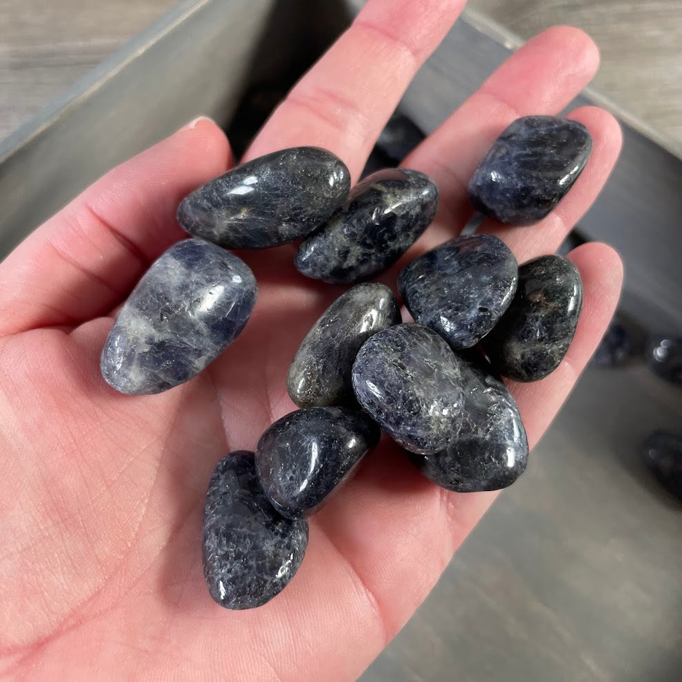 polished iolite stones natural cordierite crystal lot for rock shops
