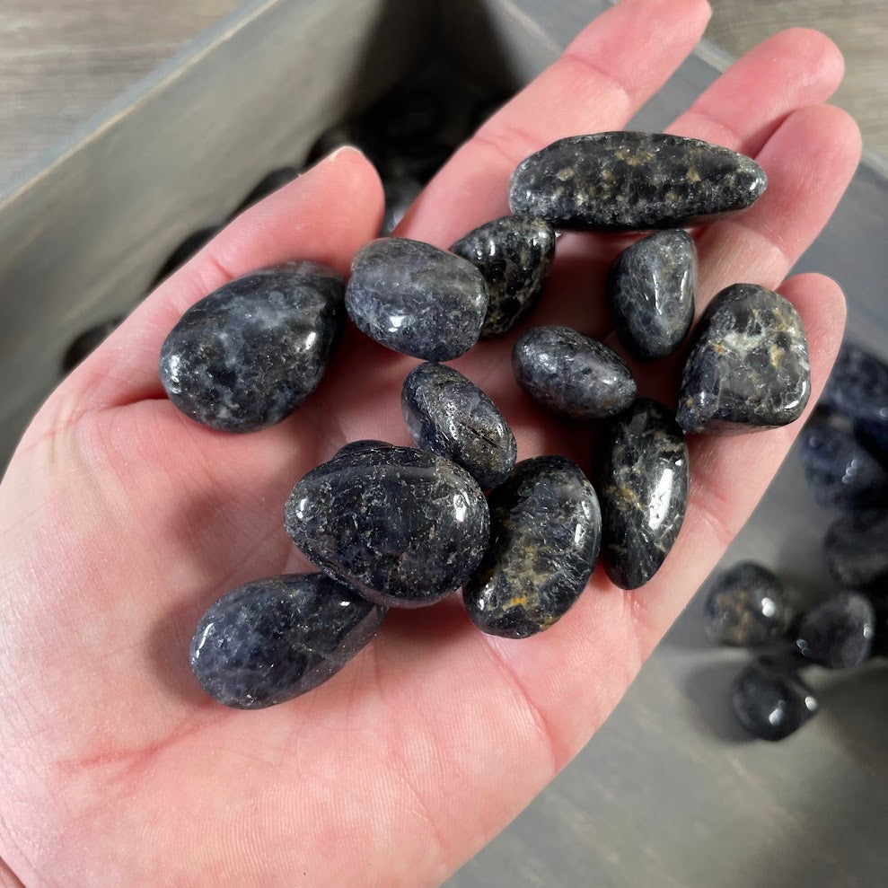 bulk crystal lot iolite tumbled stones retail display