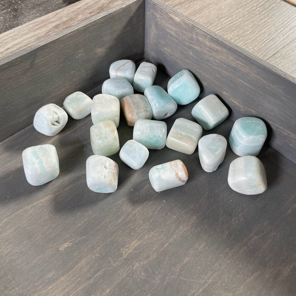 blue aragonite tumbled stones bulk lot