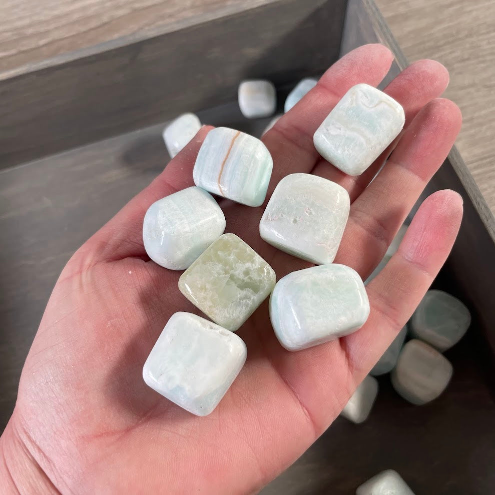 natural blue aragonite crystal assortment for rock shops