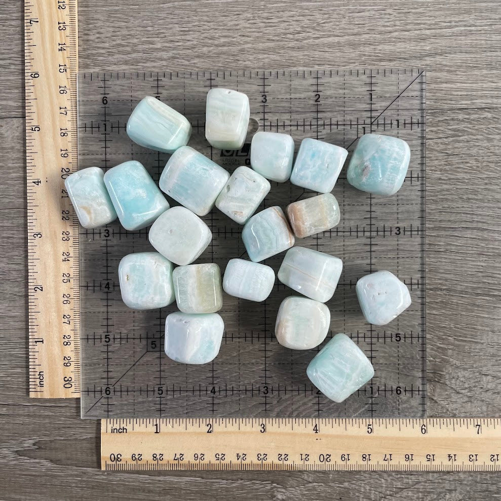 Blue Aragonite Tumbled Stones Bulk 1 lb – Healing Crystals for Wholesale, Meditation