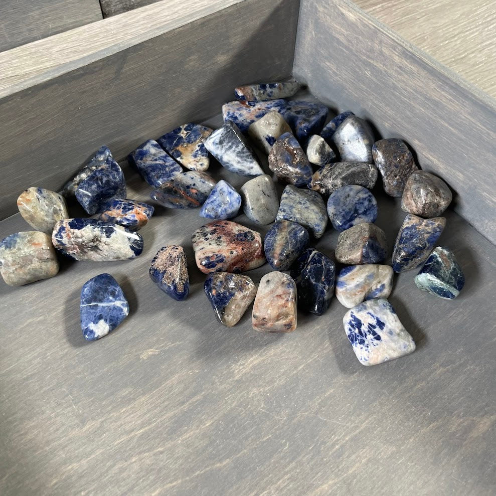 Sodalite Tumbled Stones 1 LB Bulk – Polished Blue Crystal Healing Stones Wholesale