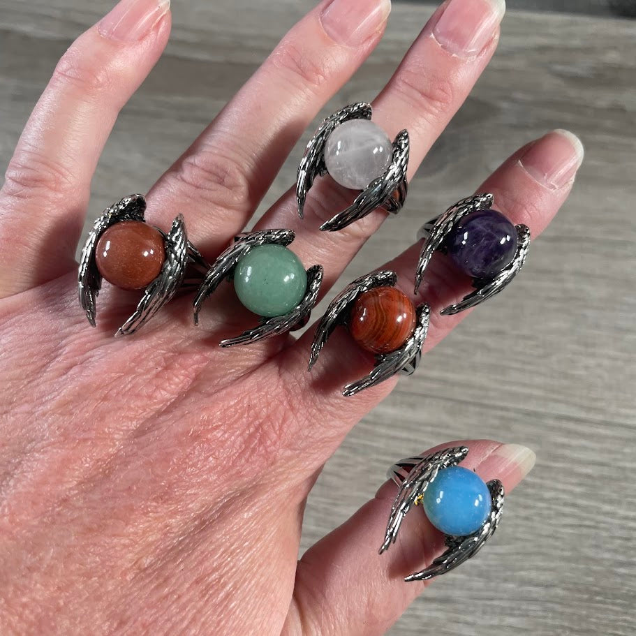 Assorted Gemstone Rings in Pot Metal – Mixed Sizes