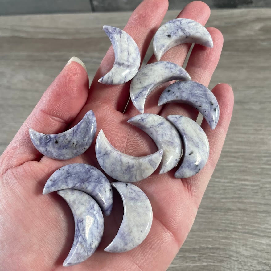 Assorted Gemstone Moons  – 1 Inch Crescent Moon Carvings