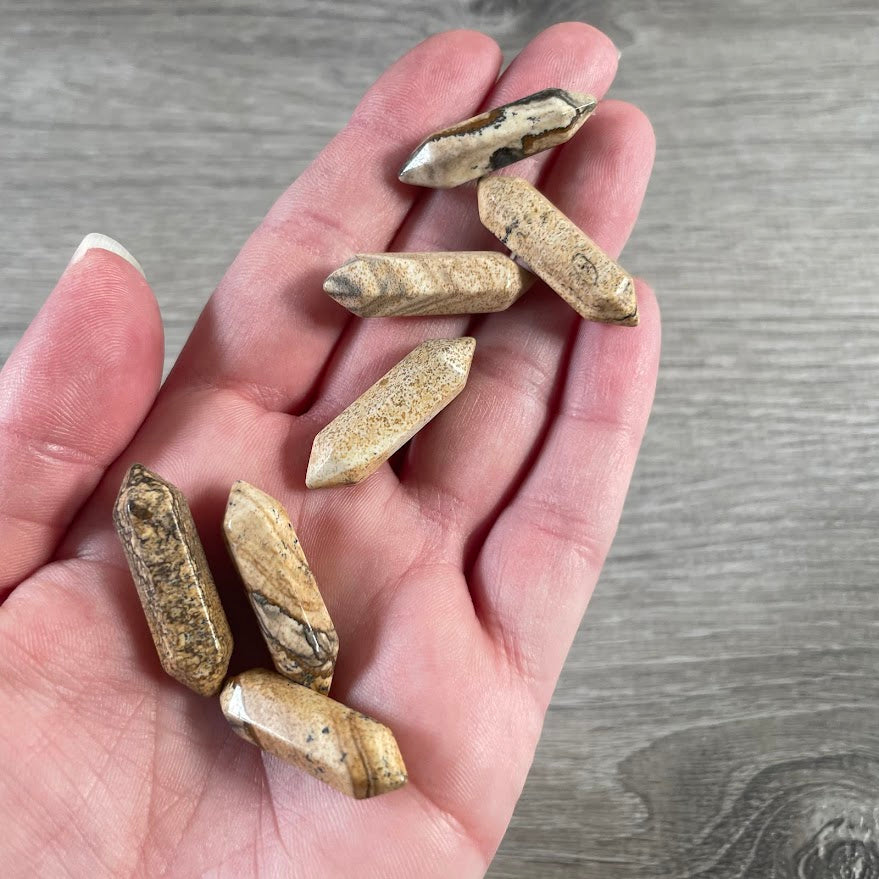 Picture jasper small double terminated wands