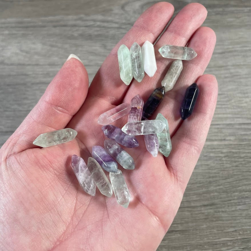 Small Gemstone Double Terminated Carved Crystal Wands