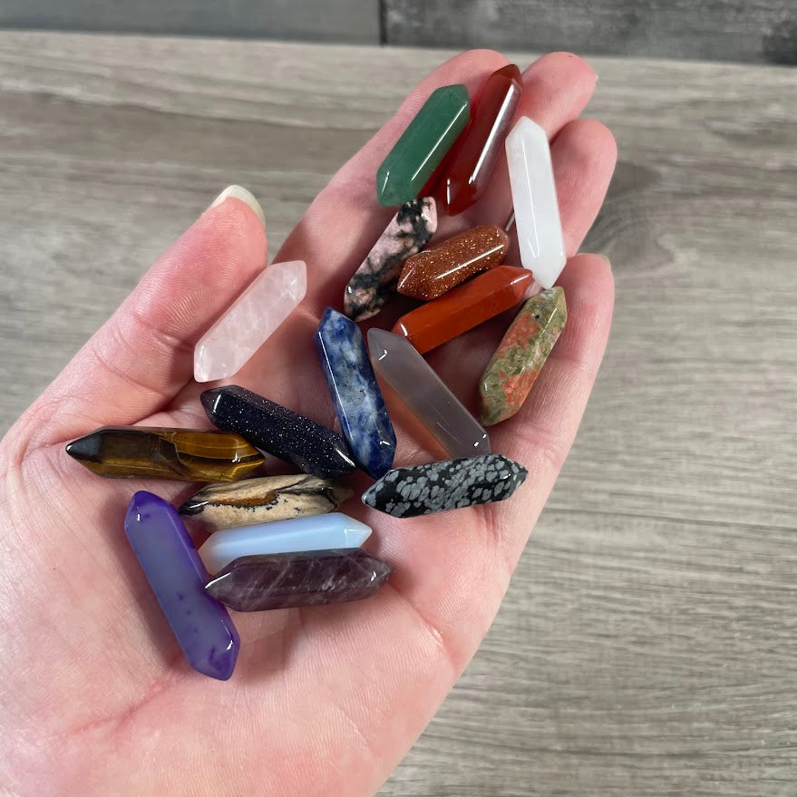 assorted crystal small cut double terminated wands for rock shops