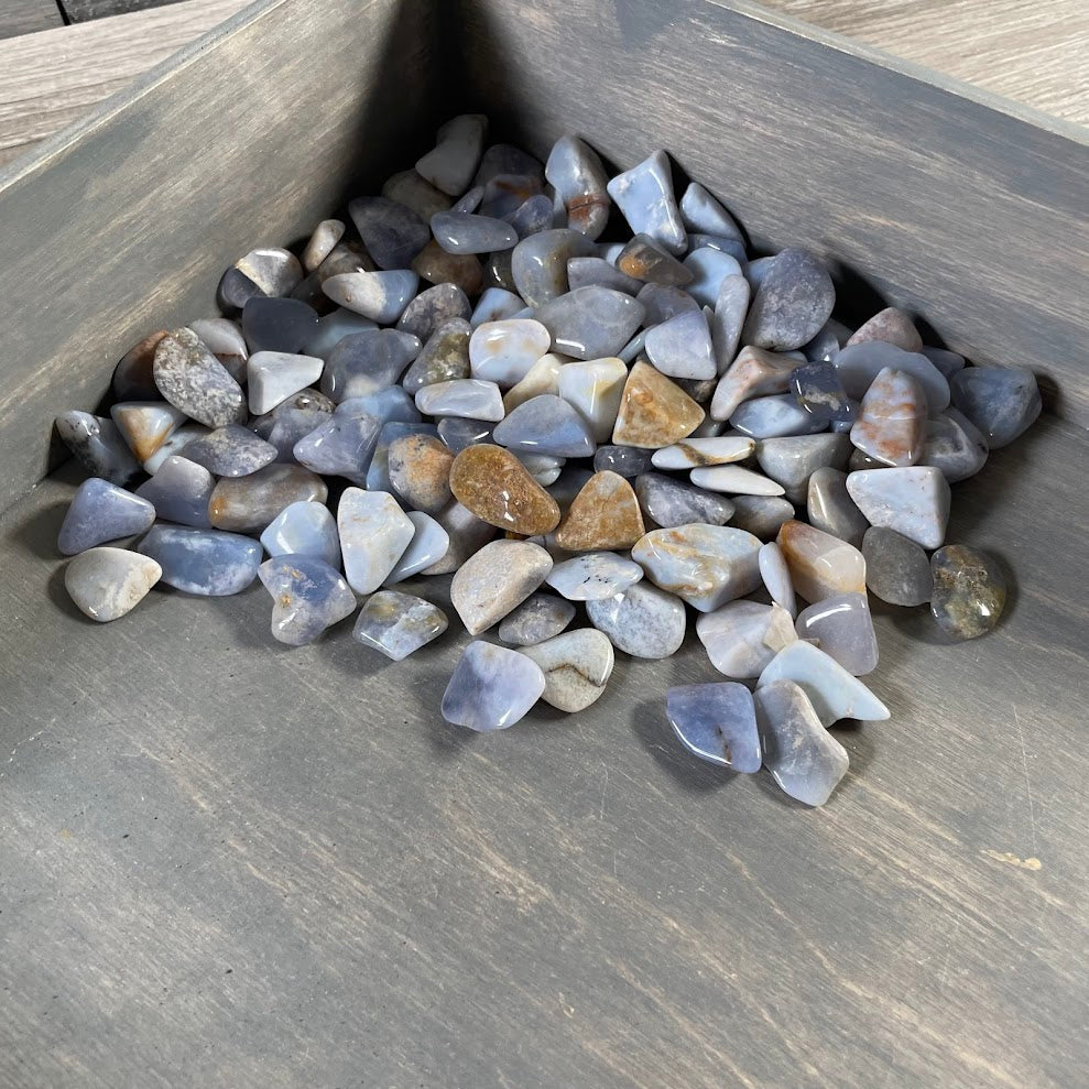 Chalcedony Tumbled Stones – 1 lb Bulk Lot | Polished Blue Chalcedony Crystals for Healing
