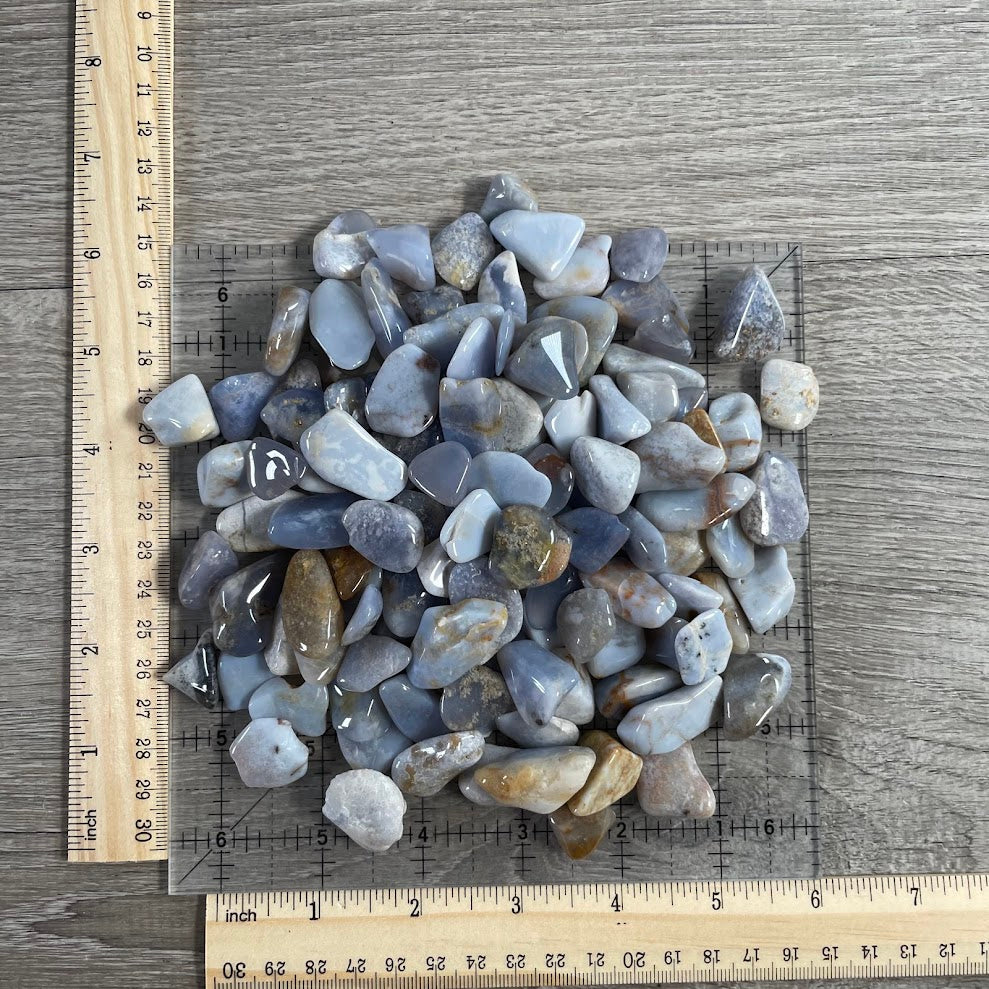 Chalcedony Tumbled Stones – 1 lb Bulk Lot | Polished Blue Chalcedony Crystals for Healing
