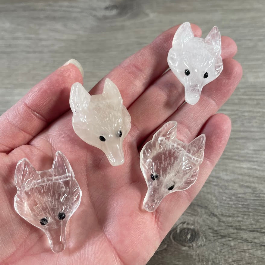 Clear Quartz fox crystal totem pendant