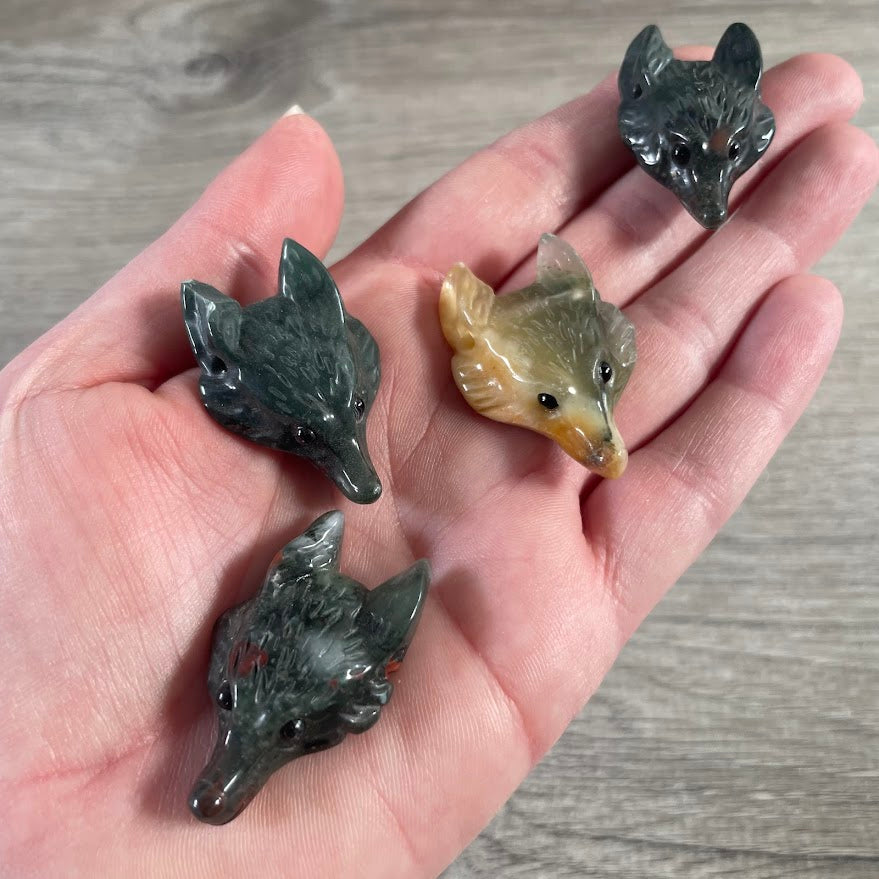 African bloodstone carved fox head jewelry