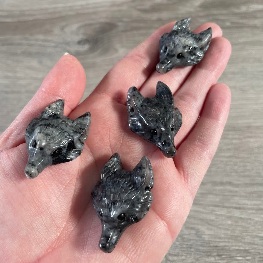 Larvikite animal speak fox head pendant bead jewelry wholesale