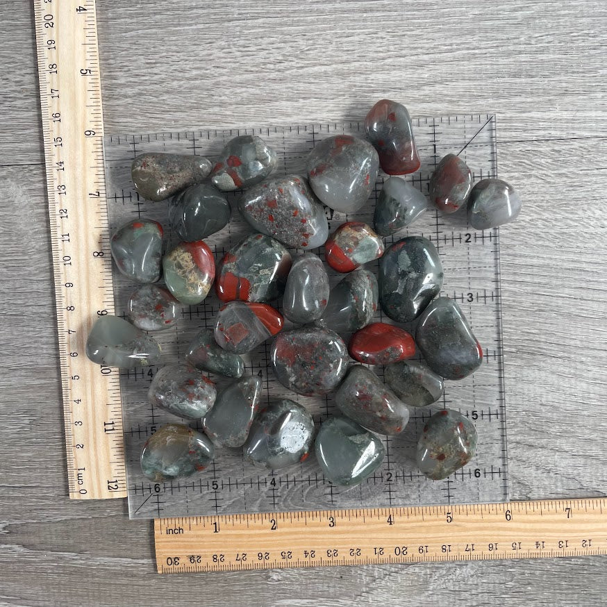 Bulk polished African Bloodstone crystal selection