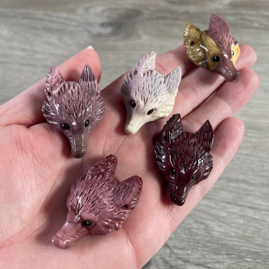 mookaite figurine style fox head pendants 