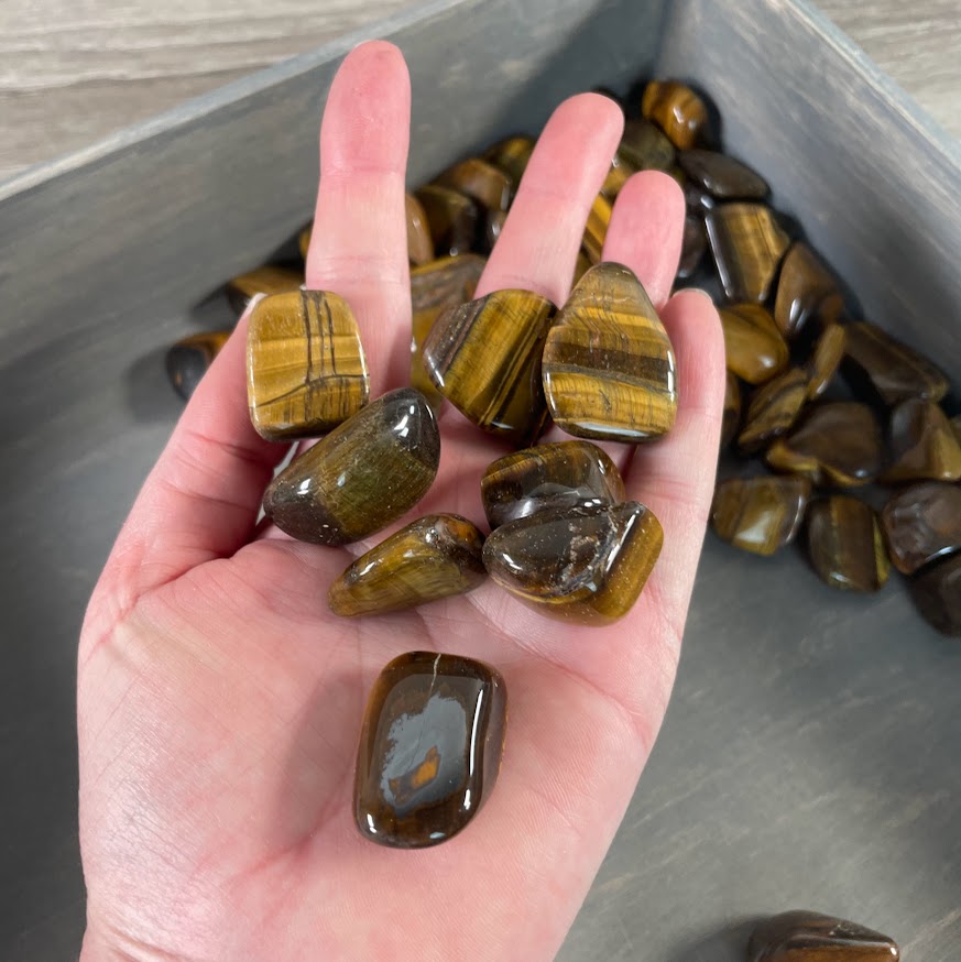 Medium tumbled tiger eye stones 1 lb bulk wholesale